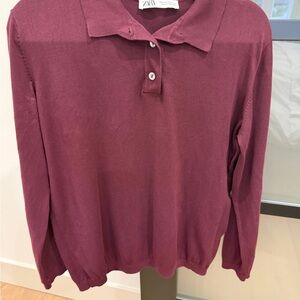 Zara Women's Maroon Button Down Shirt